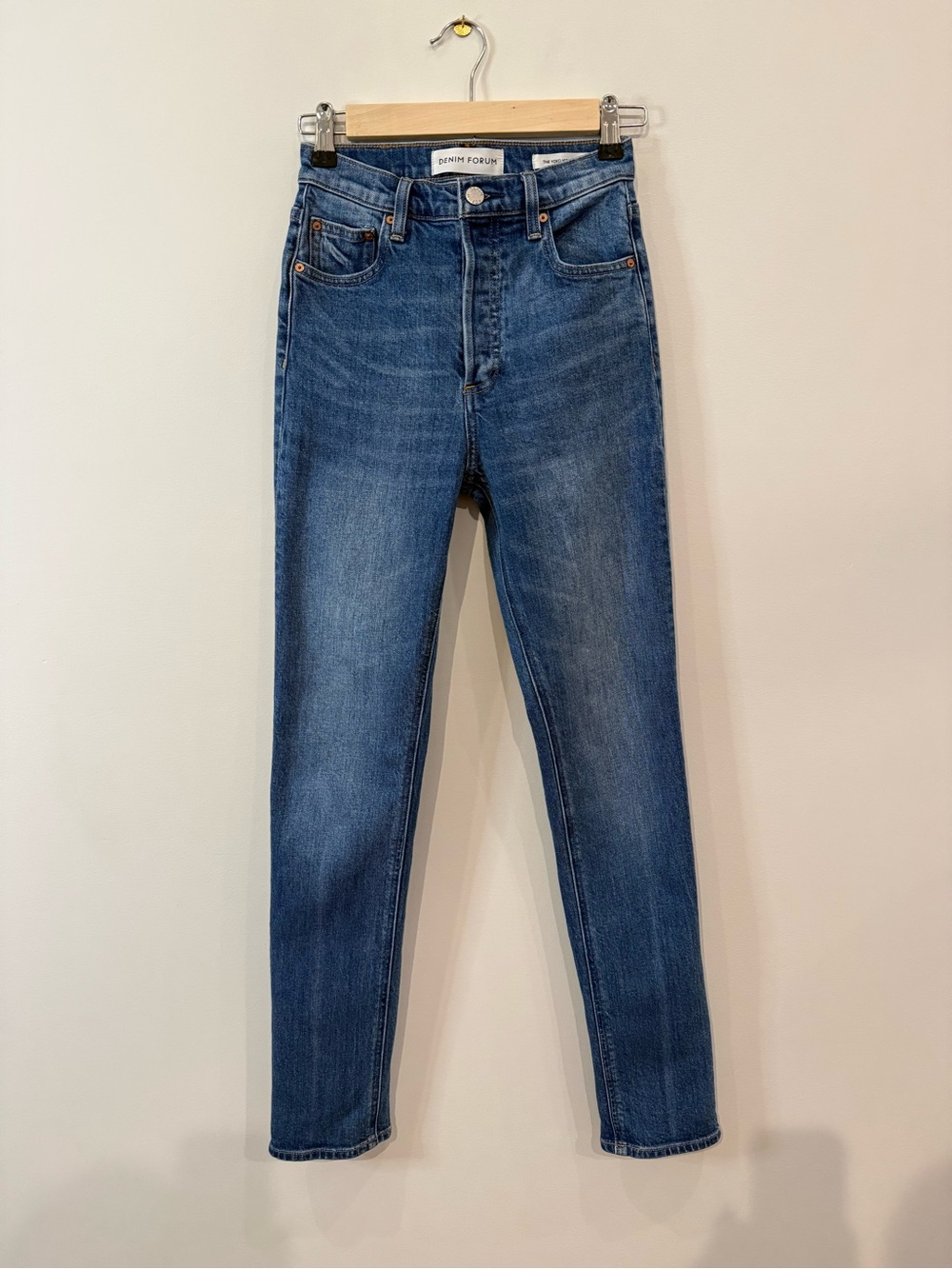 Aritzia Denim Forum High-Rise Slim Jeans in Classic Blue Wash - Size 24